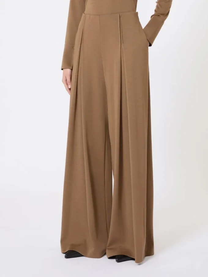 Wollen jersey broek, tabak