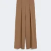 Wollen jersey broek, tabak