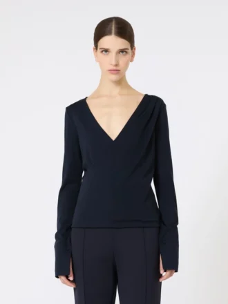 Wollen jersey top, ultramarijn