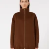 Wollen, kasjmier en zijden jas, chocoladebruin Wollen, kasjmier en zijden jas, chocoladebruin