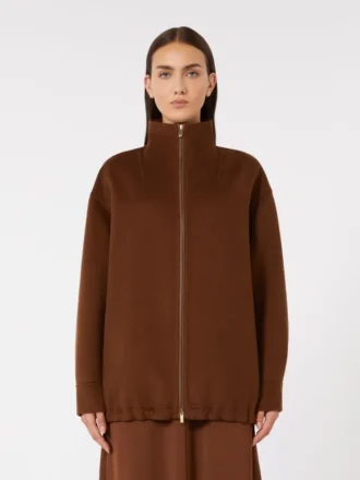 Wollen, kasjmier en zijden jas, chocoladebruin Wollen, kasjmier en zijden jas, chocoladebruin