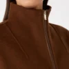 Wollen, kasjmier en zijden jas, chocoladebruin Wollen, kasjmier en zijden jas, chocoladebruin