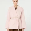 Wollen, kasjmier en zijden mantel, roze Wollen, kasjmier en zijden mantel, roze