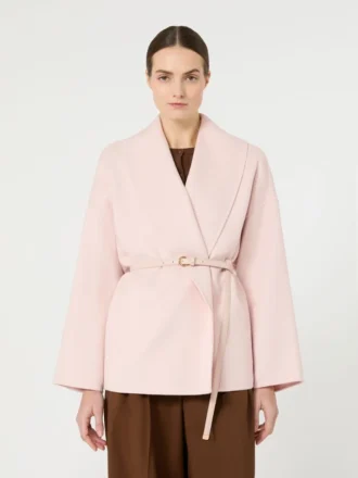Wollen, kasjmier en zijden mantel, roze Wollen, kasjmier en zijden mantel, roze