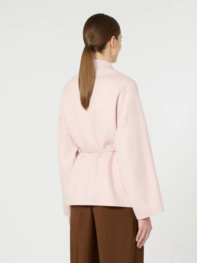 Wollen, kasjmier en zijden mantel, roze Wollen, kasjmier en zijden mantel, roze
