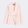 Wollen, kasjmier en zijden mantel, roze Wollen, kasjmier en zijden mantel, roze
