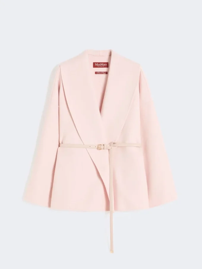 Wollen, kasjmier en zijden mantel, roze Wollen, kasjmier en zijden mantel, roze