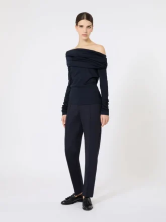 Wollen off-shoulder top, ultramarijn