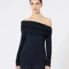 Wollen off-shoulder top, ultramarijn Wollen off-shoulder top, ultramarijn