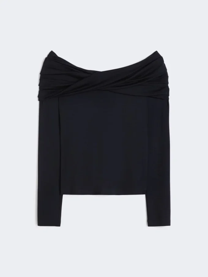 Wollen off-shoulder top, ultramarijn Wollen off-shoulder top, ultramarijn