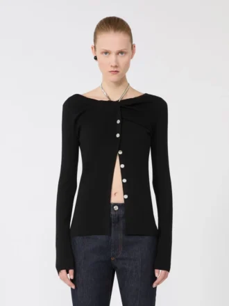 Wollen vest met ketting, zwart