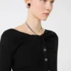 Wollen vest met ketting, zwart Wollen vest met ketting, zwart