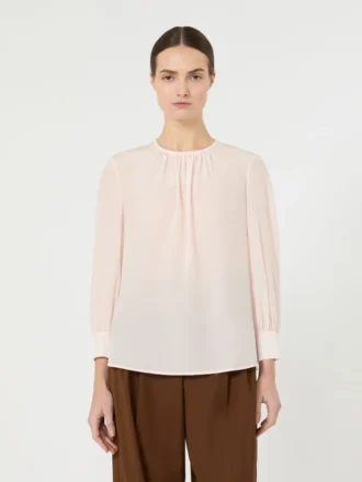 Zijden blouse met ronde hals, roze