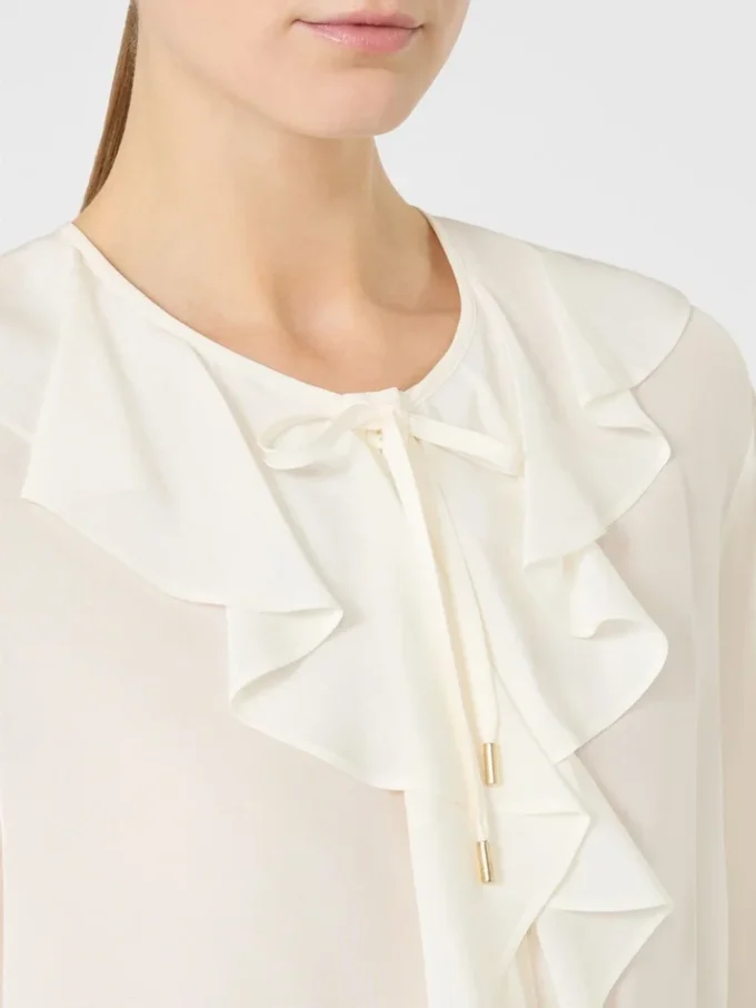 Zijden blouse met ruches, zijde Zijden blouse met ruches, zijde