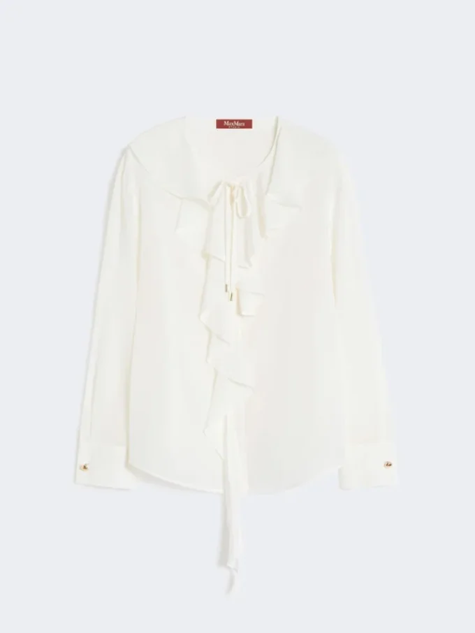 Zijden blouse met ruches, zijde Zijden blouse met ruches, zijde