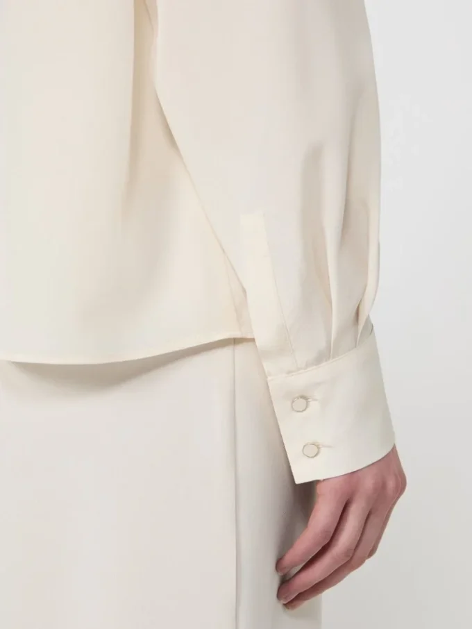 Zijden blouse met strik, beige Zijden blouse met strik, beige