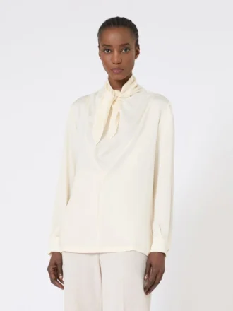 Zijden charmeuse blouse, ivoorkleurig