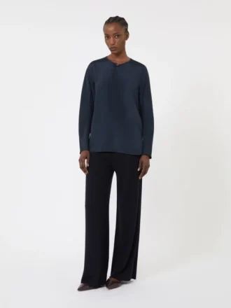 Zijden crêpe de chine blouse, ultramarijn