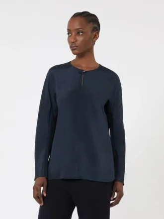 Zijden crêpe de chine blouse, ultramarijn