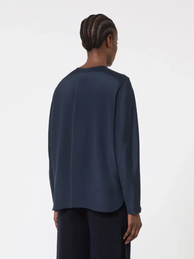 Zijden crêpe de chine blouse, ultramarijn Zijden crêpe de chine blouse, ultramarijn