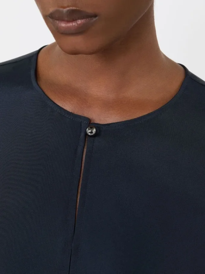 Zijden crêpe de chine blouse, ultramarijn Zijden crêpe de chine blouse, ultramarijn