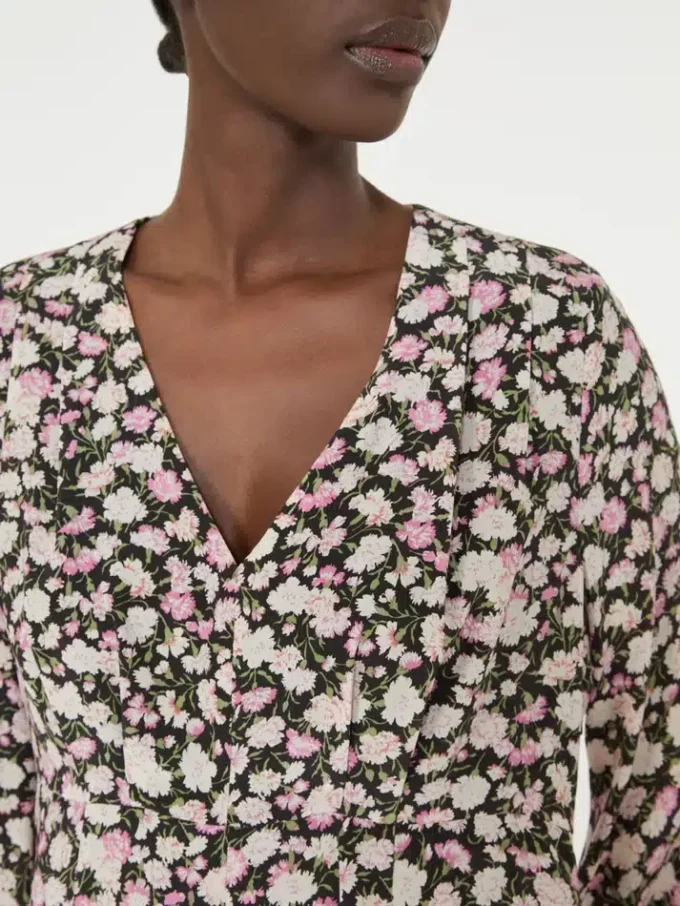 Zijden jurk met print, roze Zijden jurk met print, roze