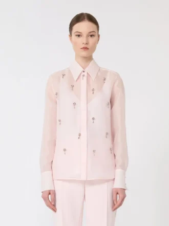 Zijden organza overhemd, roze