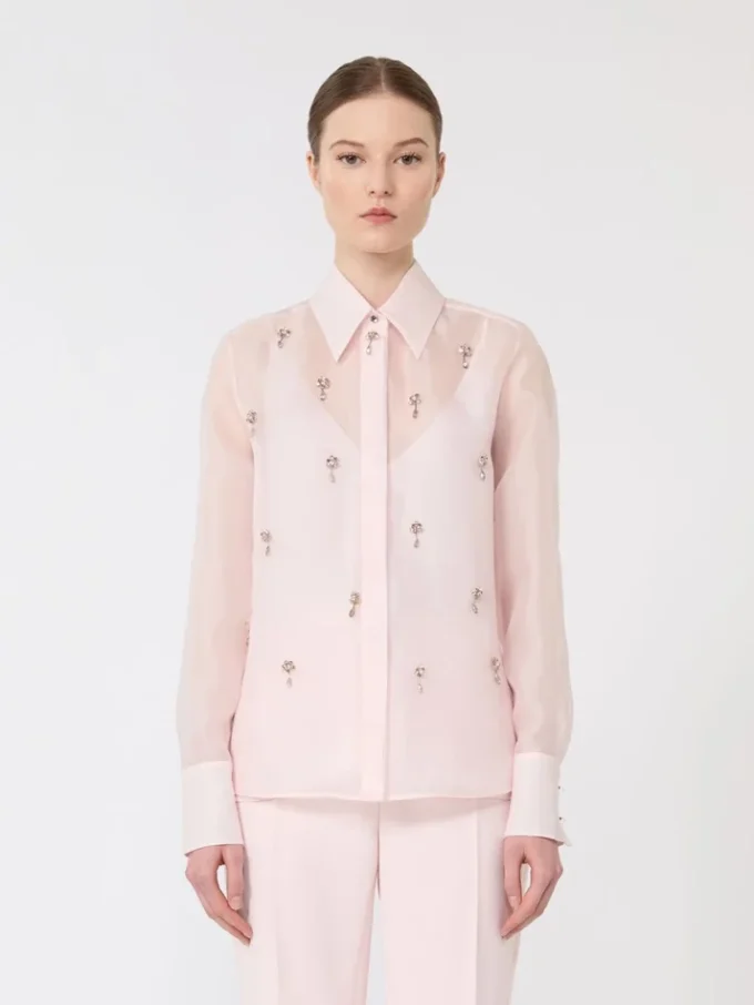 Zijden organza overhemd, roze Zijden organza overhemd, roze