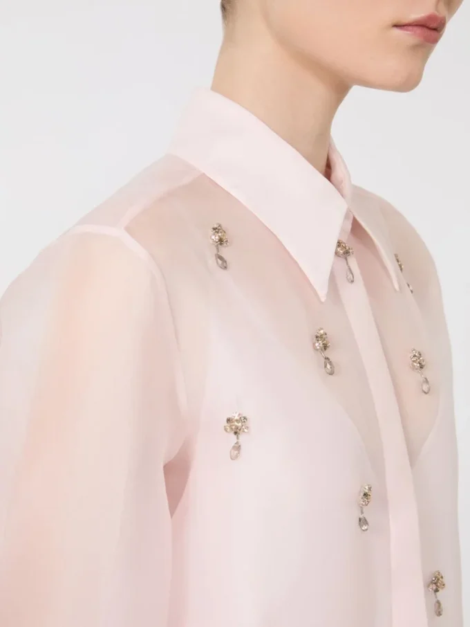Zijden organza overhemd, roze Zijden organza overhemd, roze