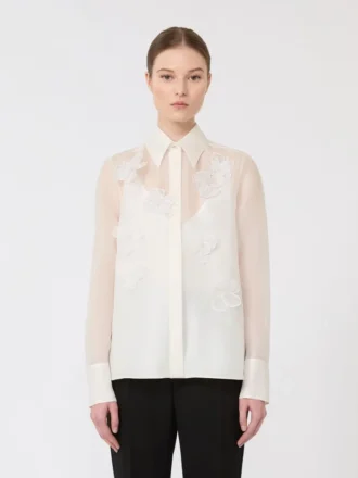 Zijden organza overhemd, wit