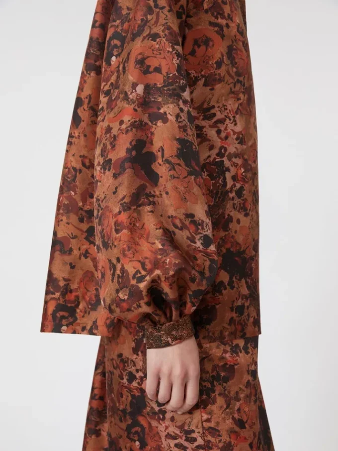 Zijden overhemd met print en relaxte pasvorm, terracotta Zijden overhemd met print en relaxte pasvorm, terracotta
