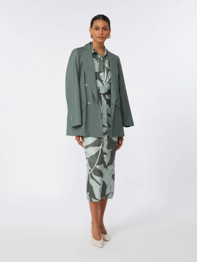 Zijden shirtjurk met print, groen Zijden shirtjurk met print, groen