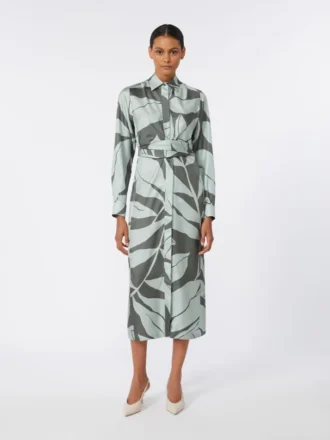 Zijden shirtjurk met print, groen