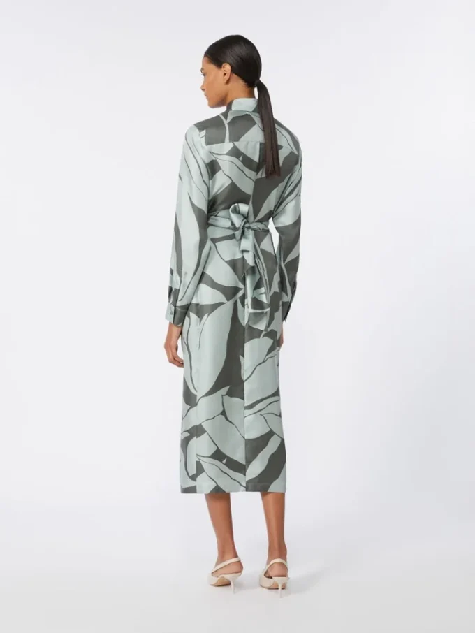 Zijden shirtjurk met print, groen Zijden shirtjurk met print, groen
