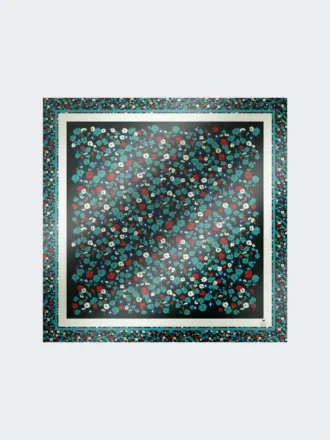 Zijden twill foulard met patroon, ivoorkleurig