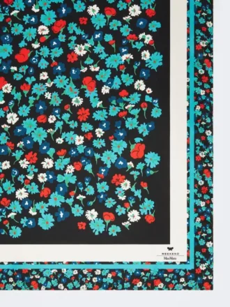 Zijden twill foulard met patroon, ivoorkleurig