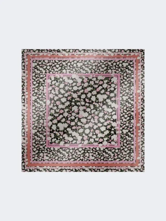 Zijden twill foulard met patroon, roze Zijden twill foulard met patroon, roze