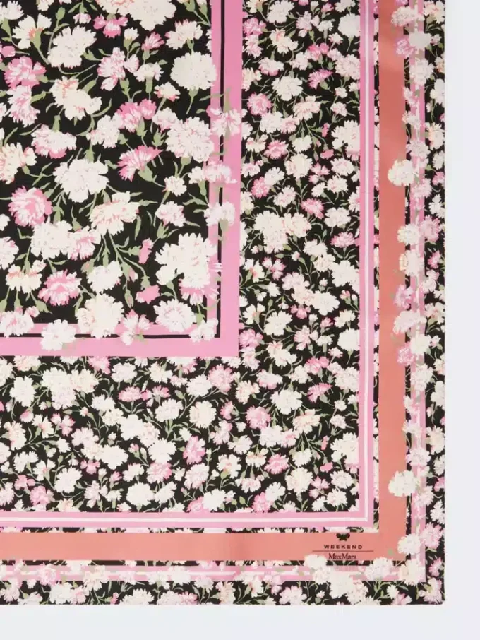 Zijden twill foulard met patroon, roze Zijden twill foulard met patroon, roze