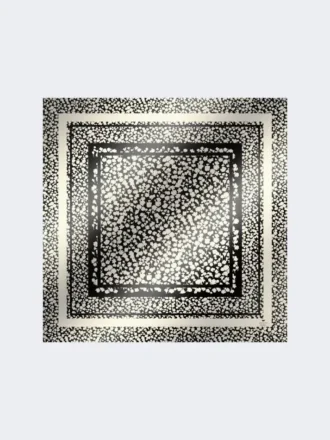 Zijden twill foulard met patroon, zwart