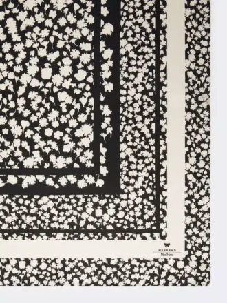 Zijden twill foulard met patroon, zwart