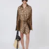 Zijden twill shirtjurk met gekruiste bandjes, camel