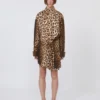 Zijden twill shirtjurk met gekruiste bandjes, camel
