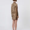 Zijden twill shirtjurk met gekruiste bandjes, camel