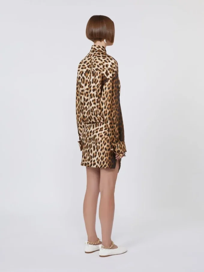 Zijden twill shirtjurk met gekruiste bandjes, camel