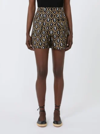 Zwarte zijden short met print